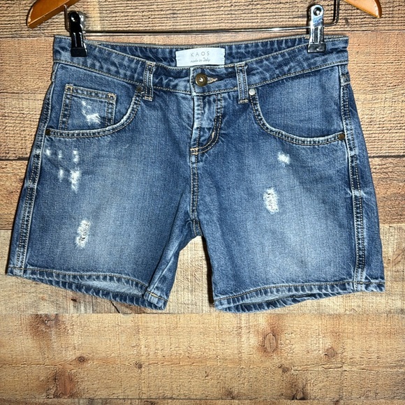Kaos Pants - Kaos Made in Italy Distressed Denim Shorts size 26
